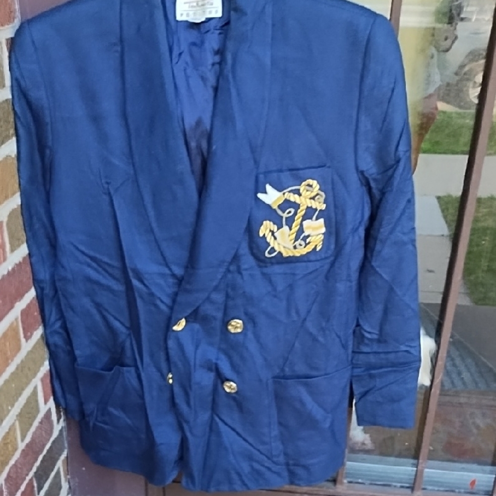 Talbots Navy Blazer with Gold Accents